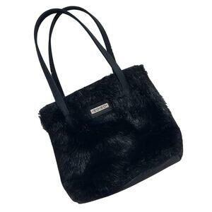 Vintage XOXO 90s Black Faux Fur Mini Purse Handbag Winter